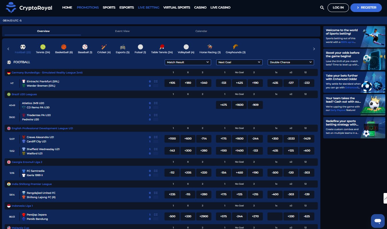 CryptoRoyal Live Betting VNM