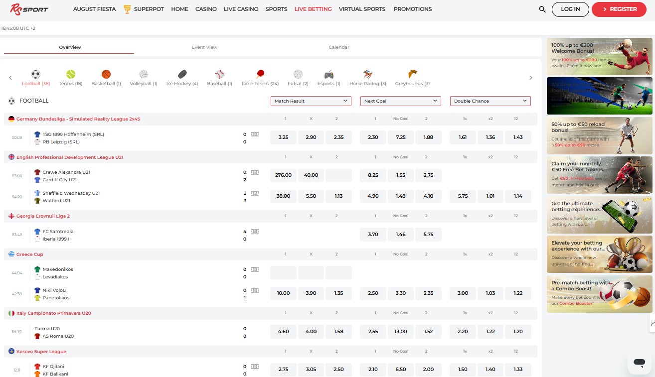 RealSpin Live Betting VNM